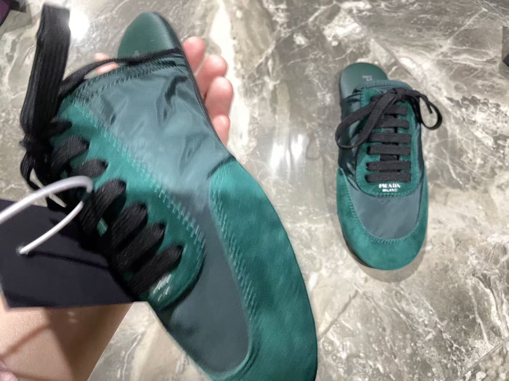 PRA 26S Mule Sneaker Teal Green Suede Canvas