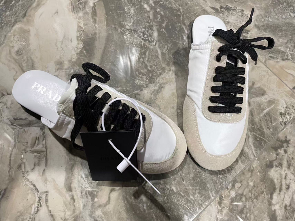 PRA 26S Mule Sneaker White Grey Suede Canvas