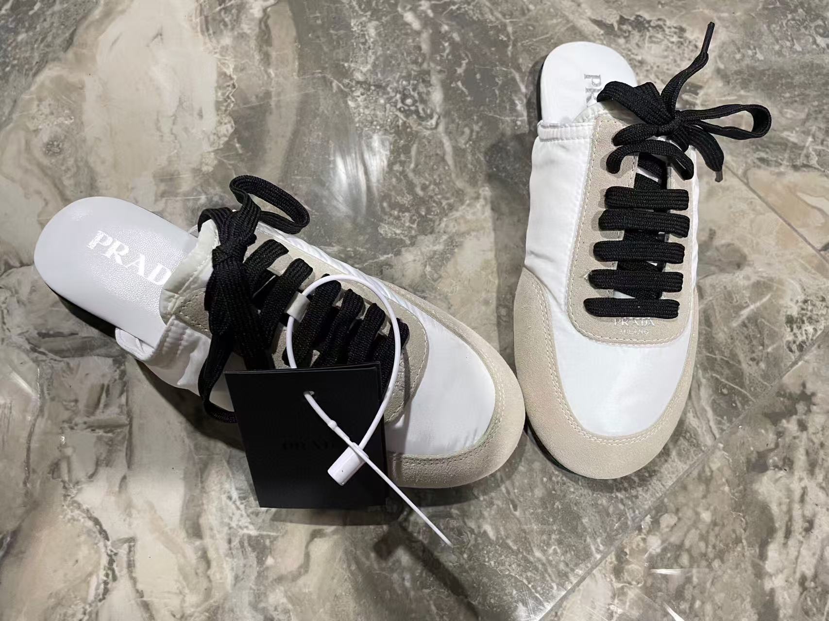 PRA 26S Mule Sneaker White Grey Suede Canvas