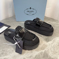Prada 2026 Platform Mules 45mm Raffia Leather 789434