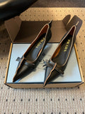 Prada 2026 Pointed-Toe High Heels 55mm Bow Cowhide 787484