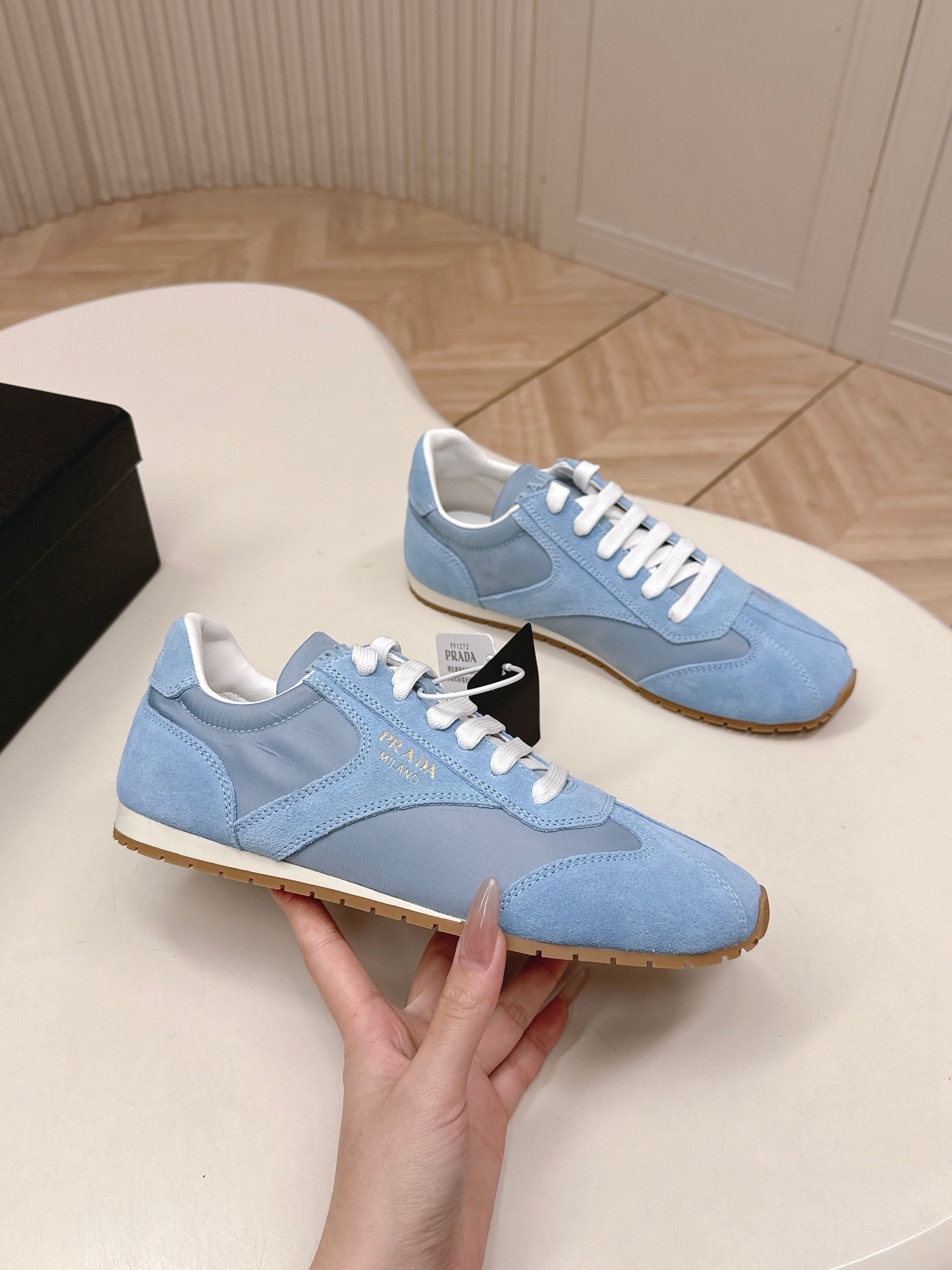 Prada 26ss German Training Light Blue Suede Leather 644223