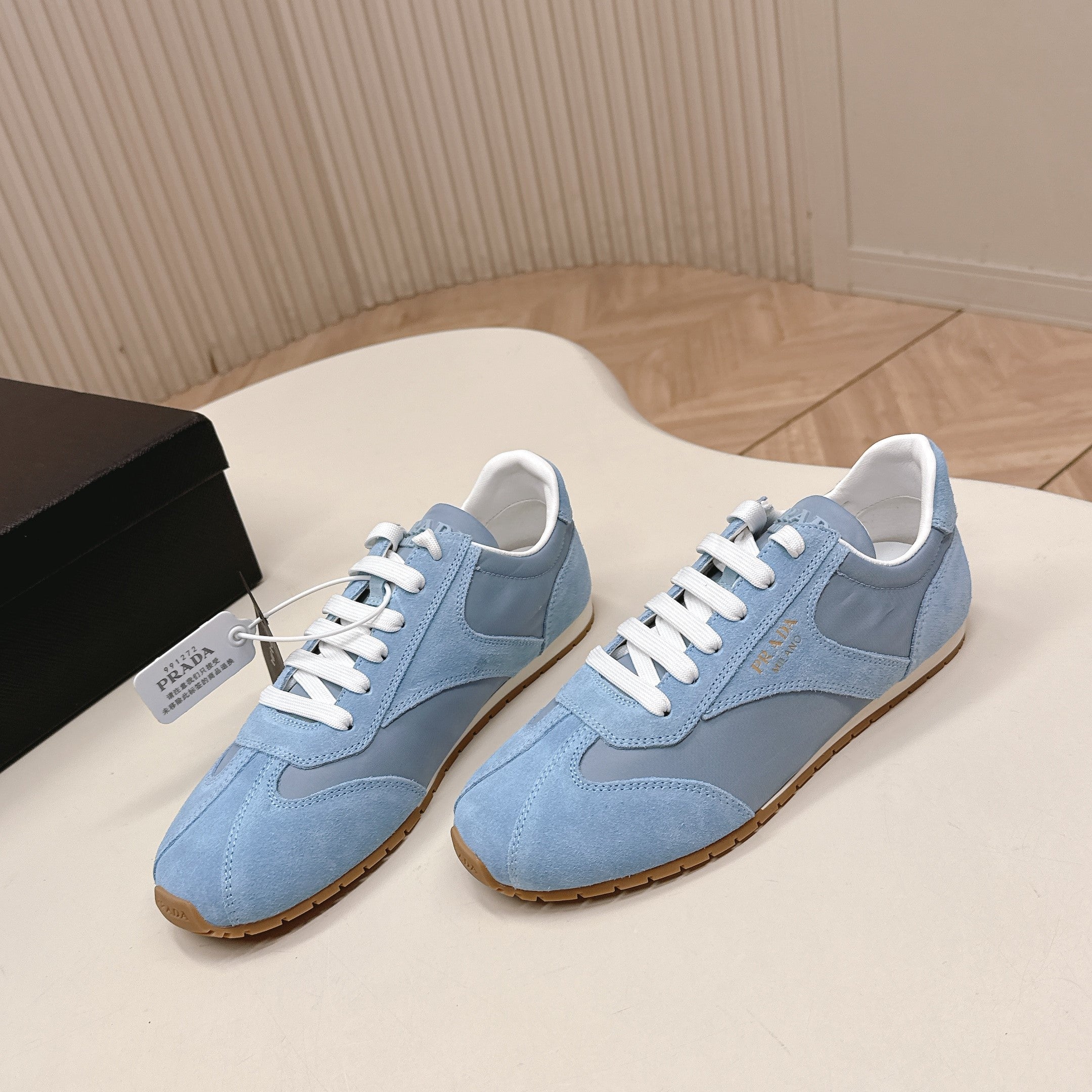 Prada 26ss German Training Light Blue Suede Leather 644223