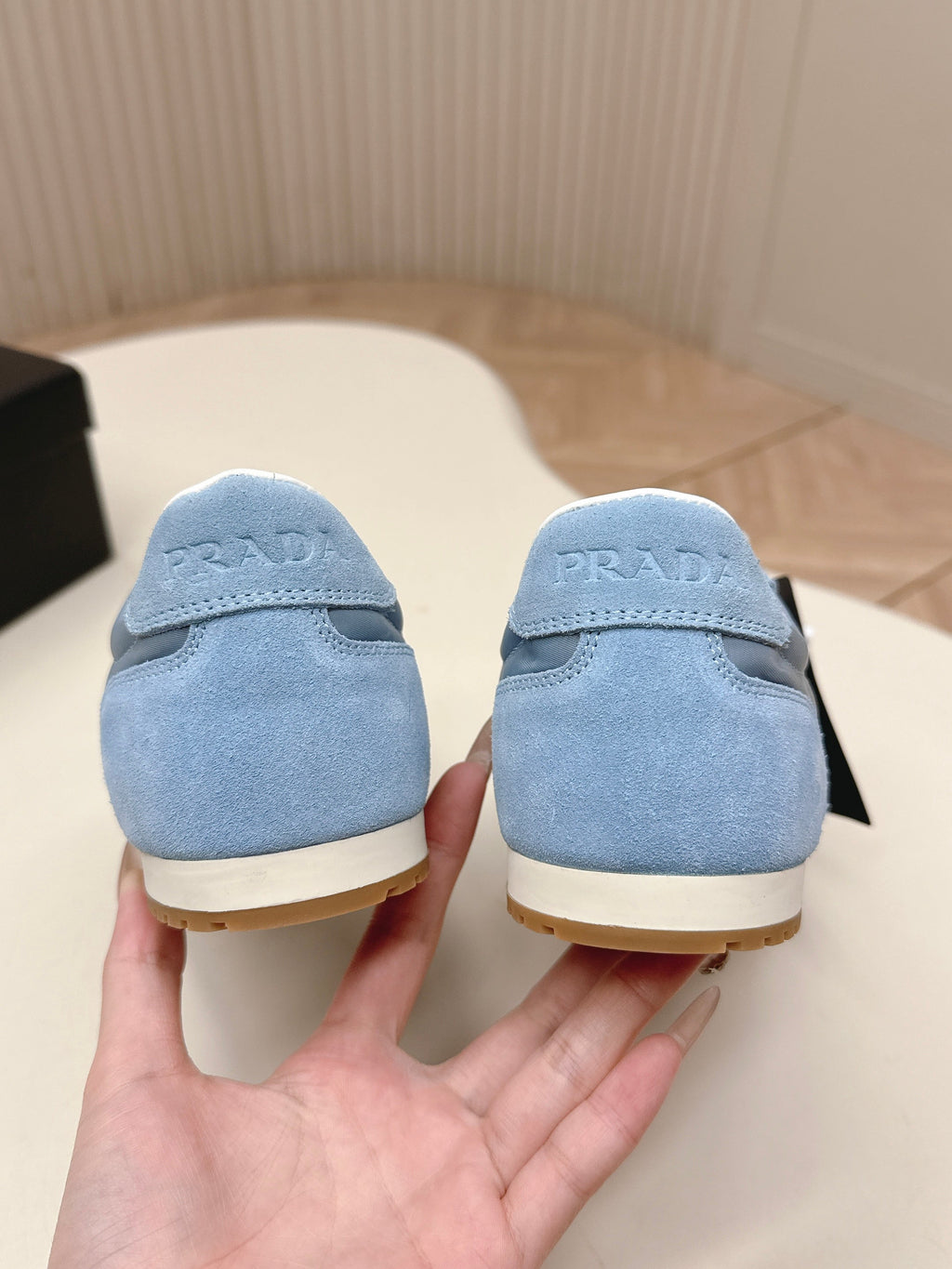 Prada 26ss German Training Light Blue Suede Leather 644223