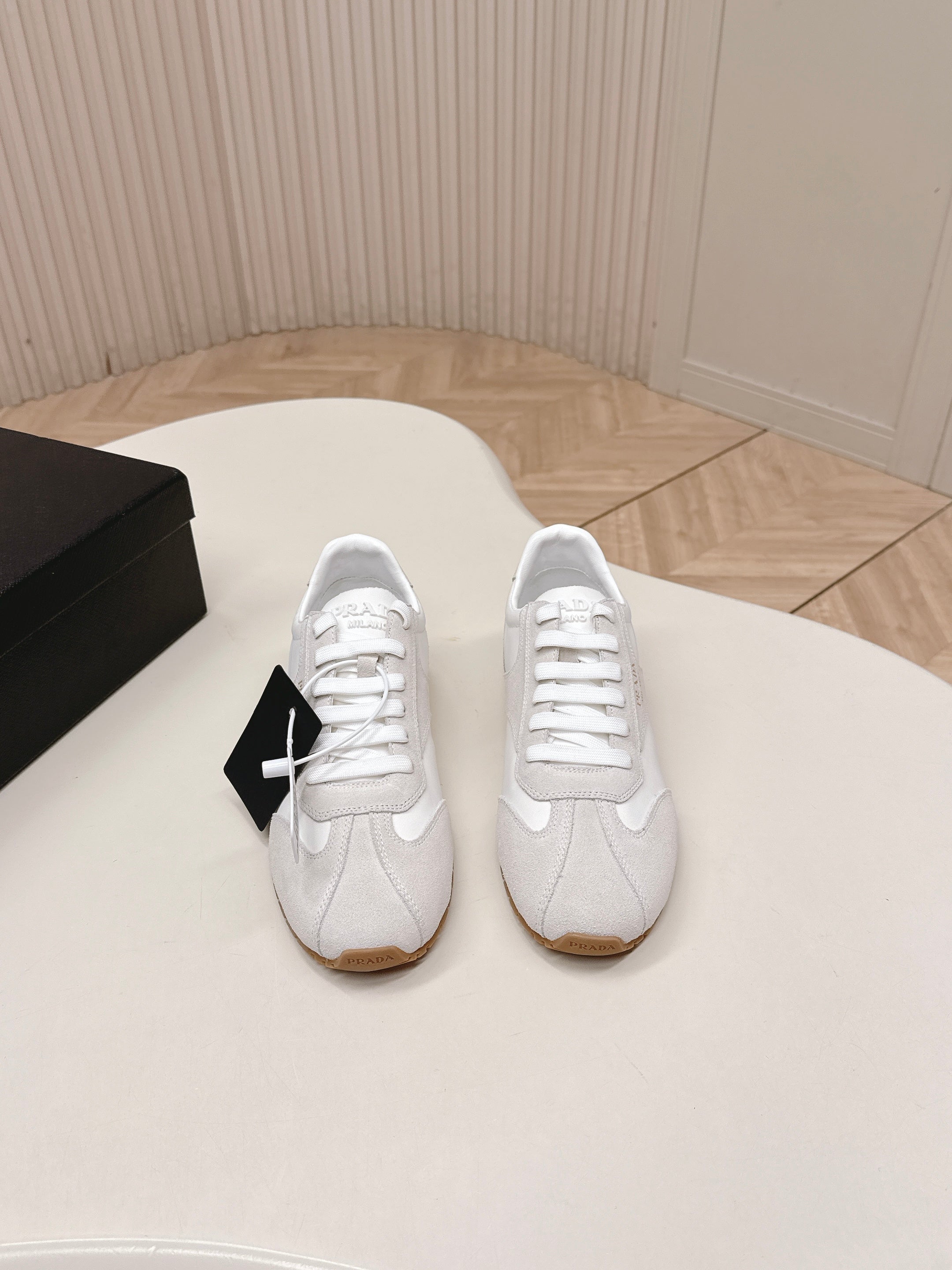 Prada 26ss German Training Light Grey Suede Leather 644224