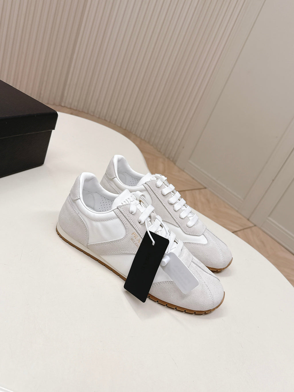 Prada 26ss German Training Light Grey Suede Leather 644224