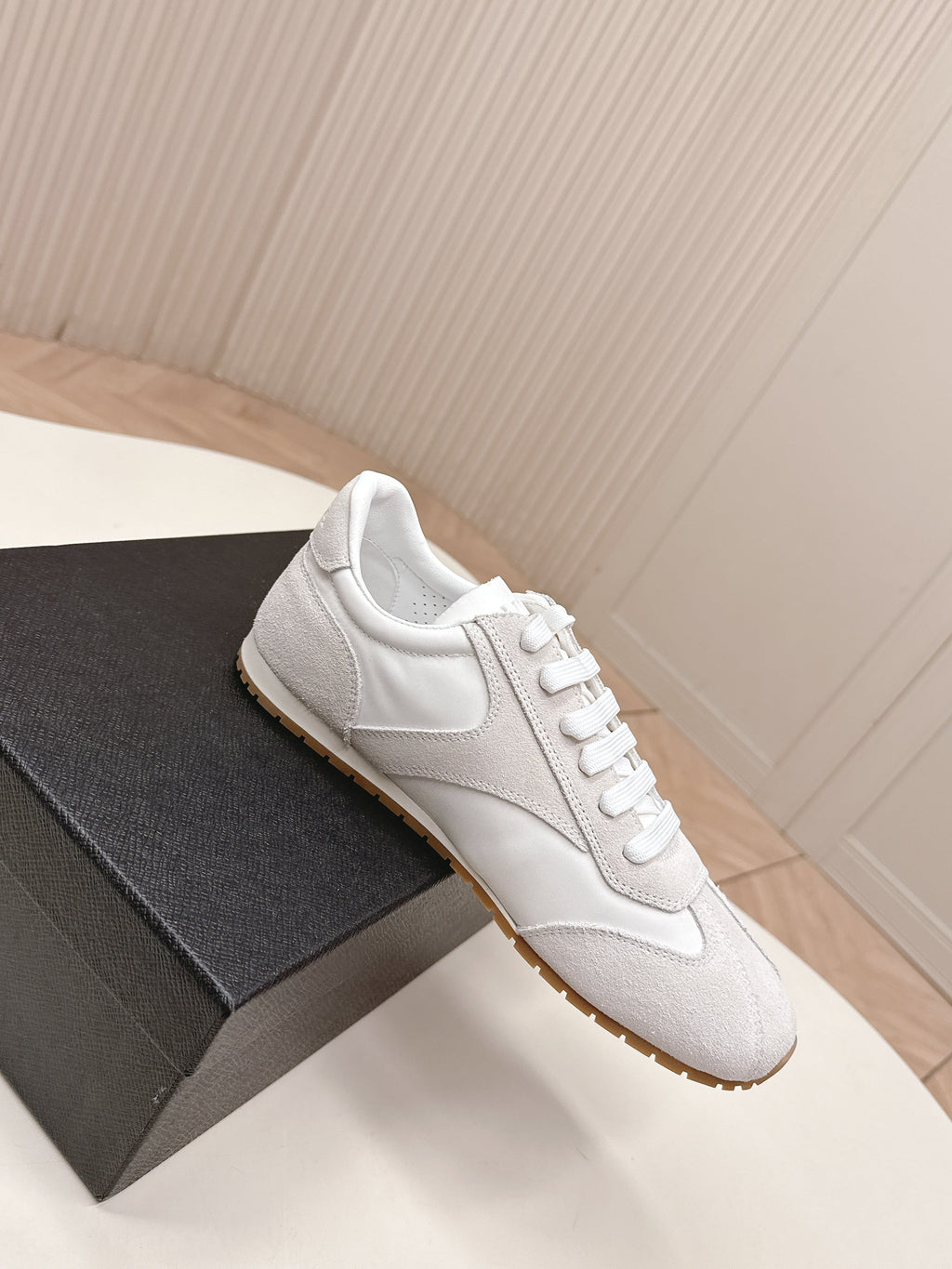 Prada 26ss German Training Light Grey Suede Leather 644224