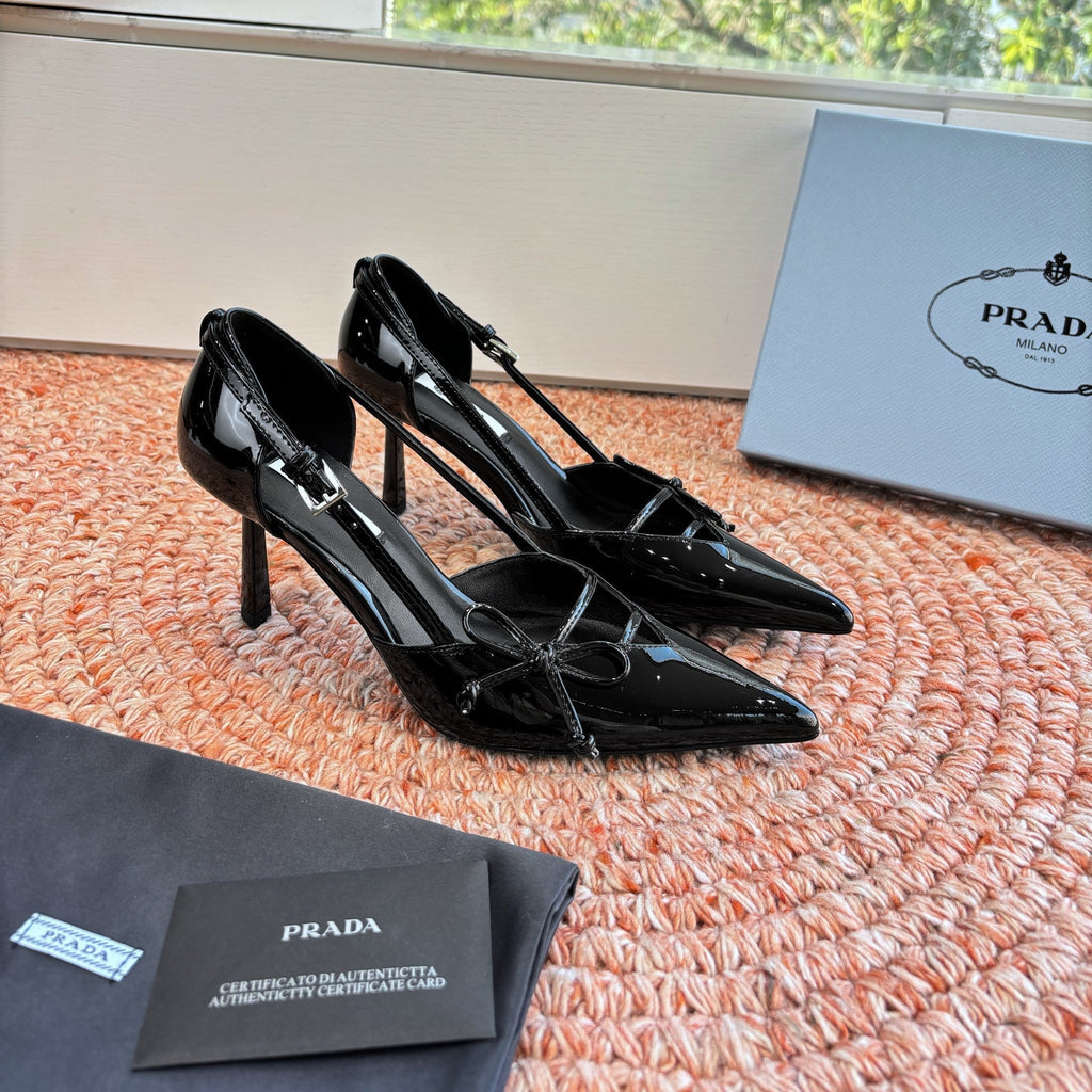 Prada G887 26s Slingback Black Patent Leather 604187