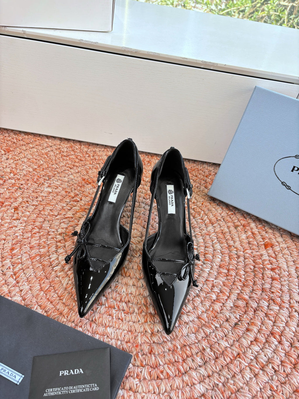 Prada G887 26s Slingback Black Patent Leather 604187