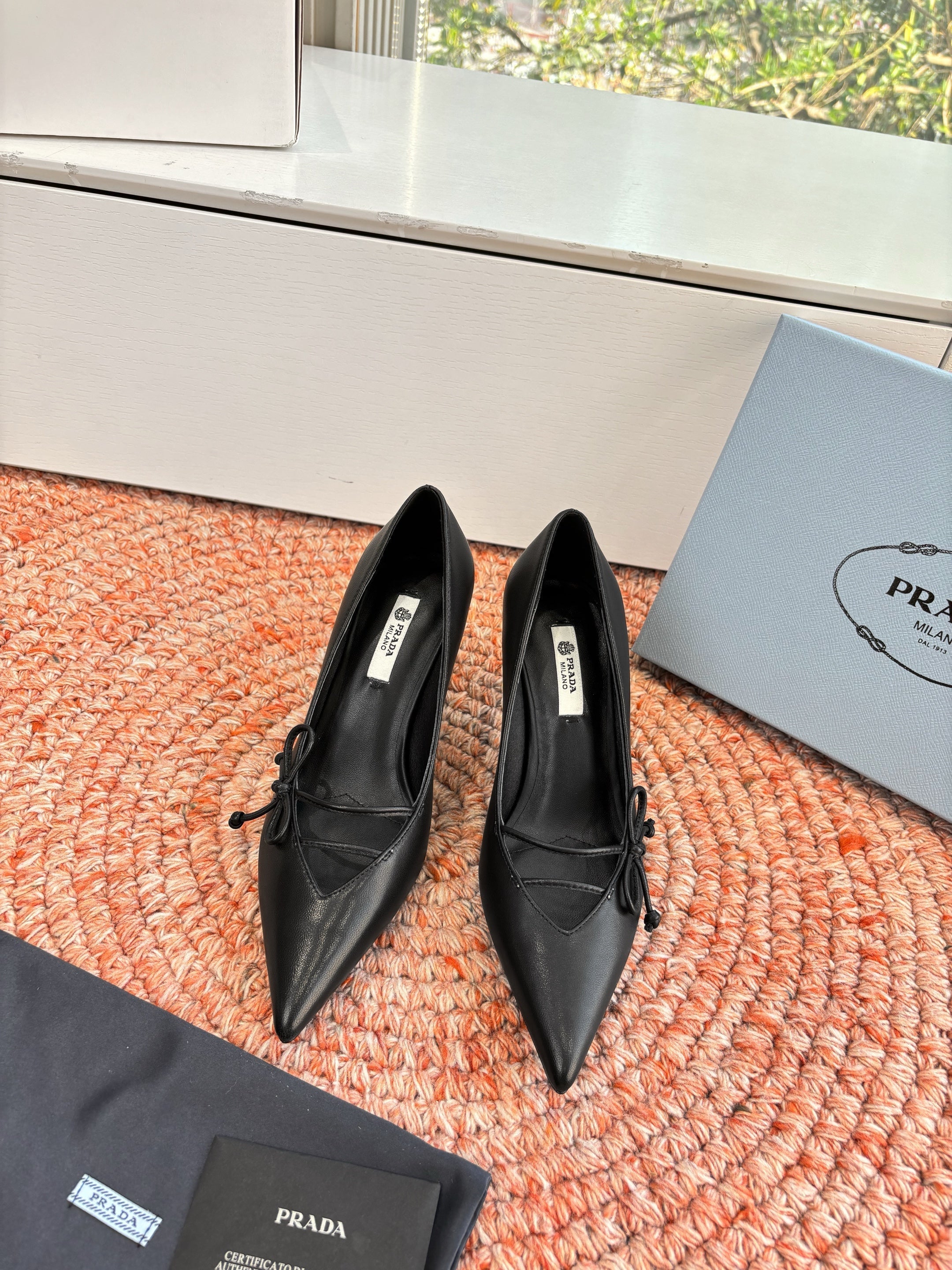 Prada G887 26s Slingback Black Cowhide 604197