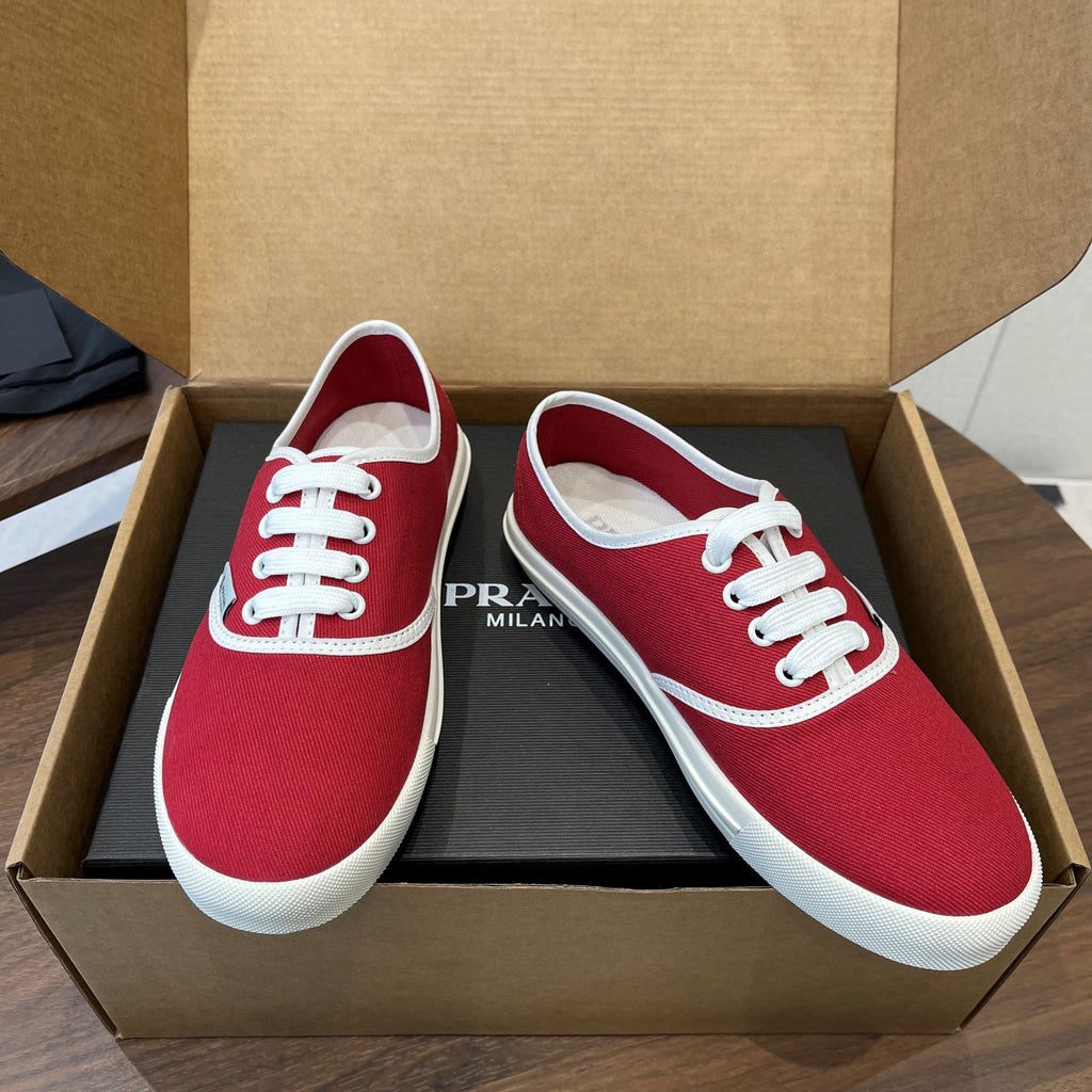 Prada 26ss Casual Shoes Red White Canvas 624429