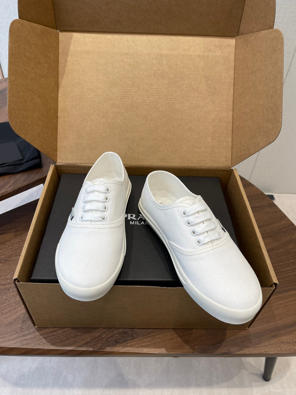 Prada 26ss Casual Shoes White Canvas 624431