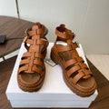 Prada Strappy Sandals 5.5cm Brown Leather 728561