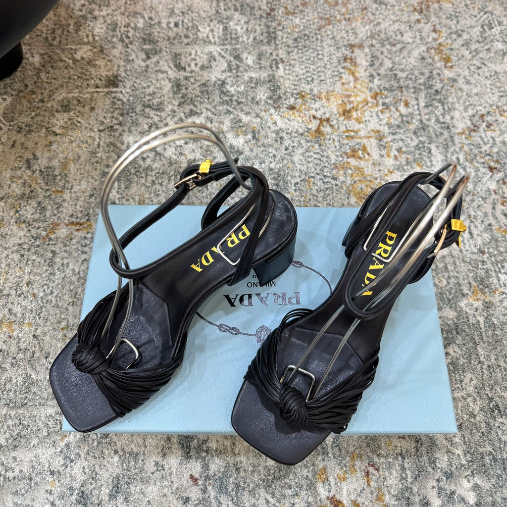 Pra Heeled Sandals 7cm Black Leather 804098