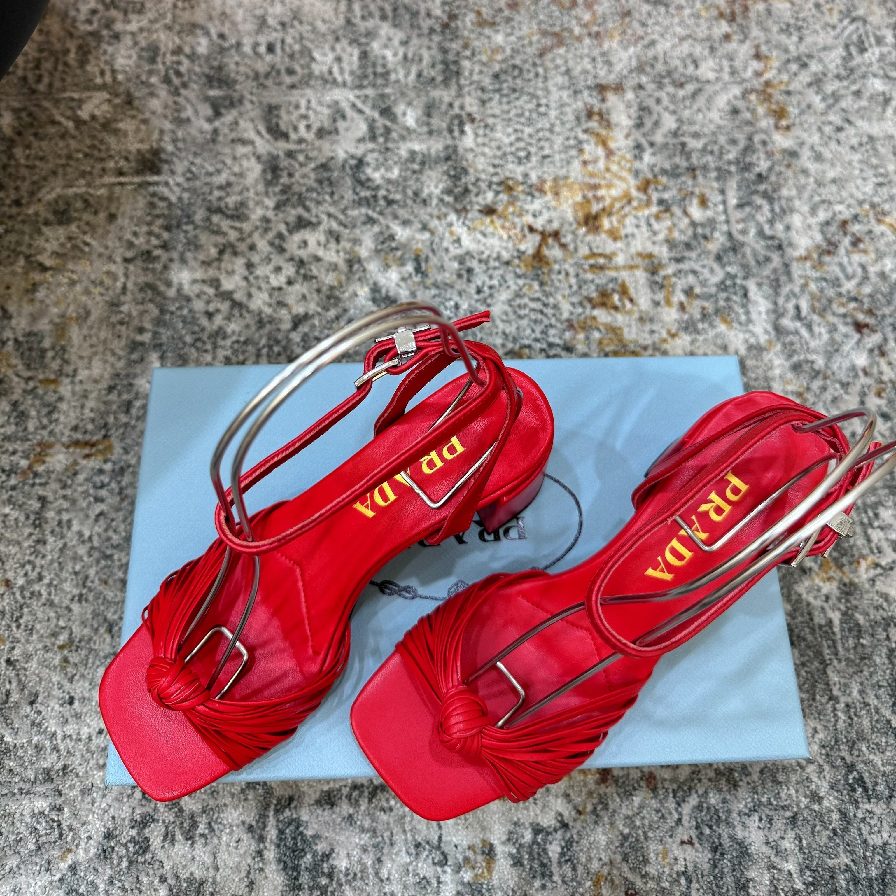 Pra Heeled Sandals 7cm Red Leather 804102