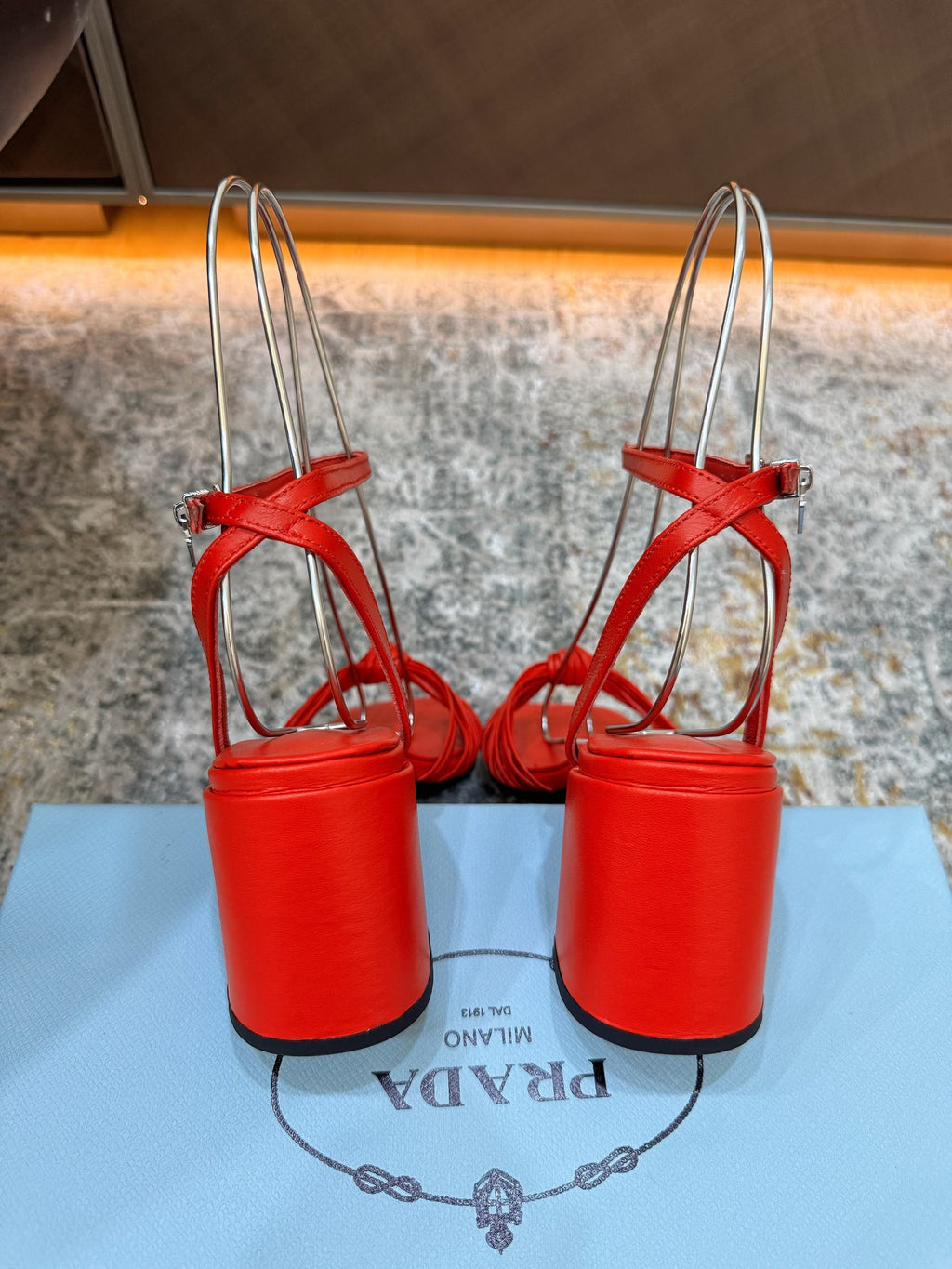 Pra Heeled Sandals 7cm Red Leather 804102