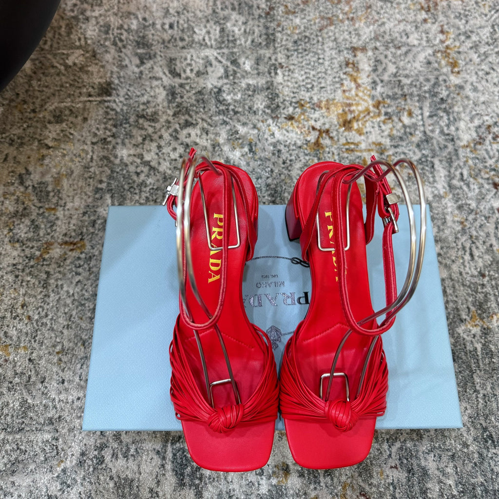 Pra Heeled Sandals 7cm Red Leather 804102
