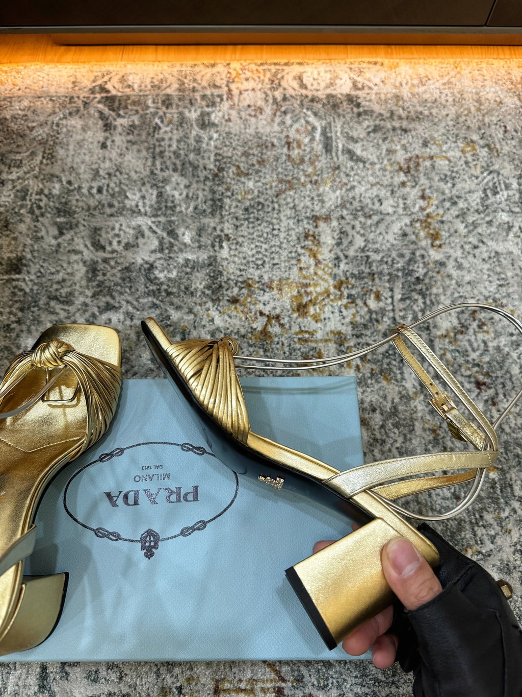 Pra Heeled Sandals 7cm Gold Leather 804101