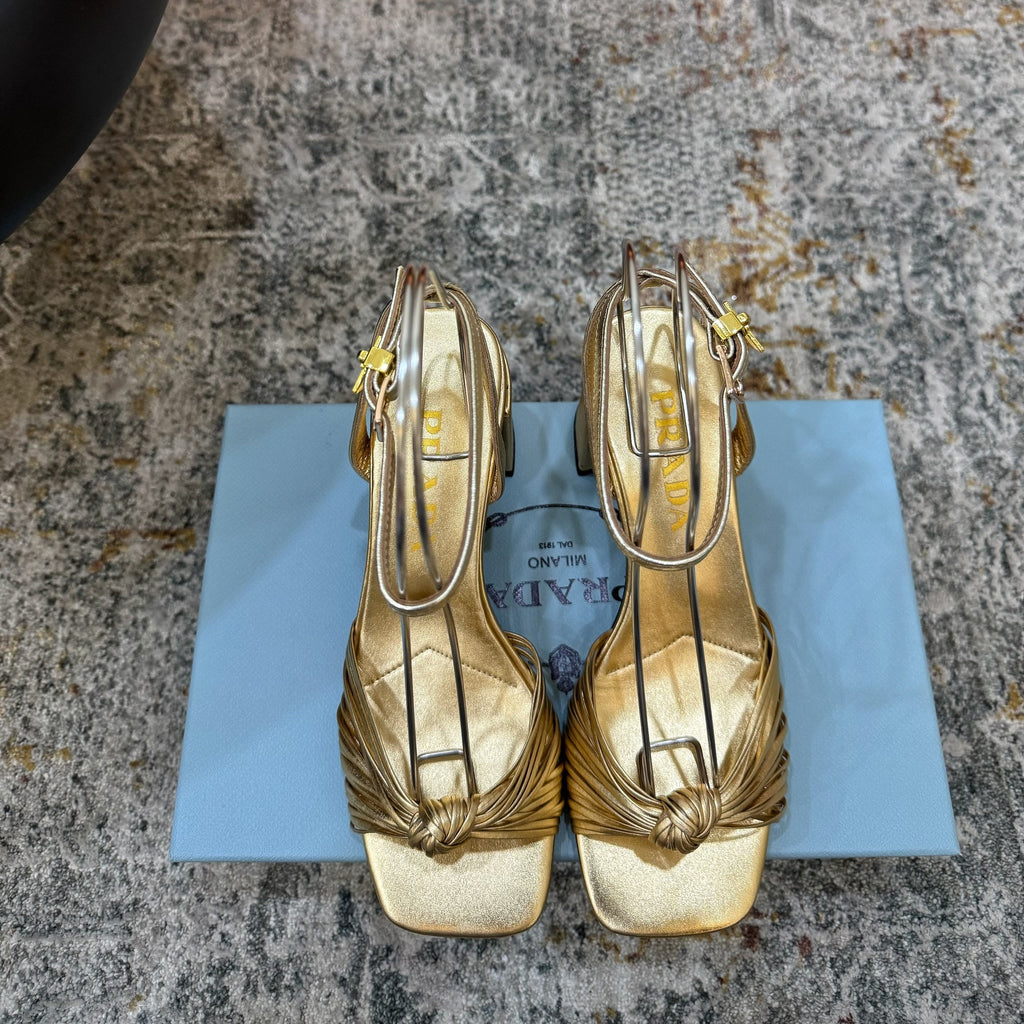 Pra Heeled Sandals 7cm Gold Leather 804101