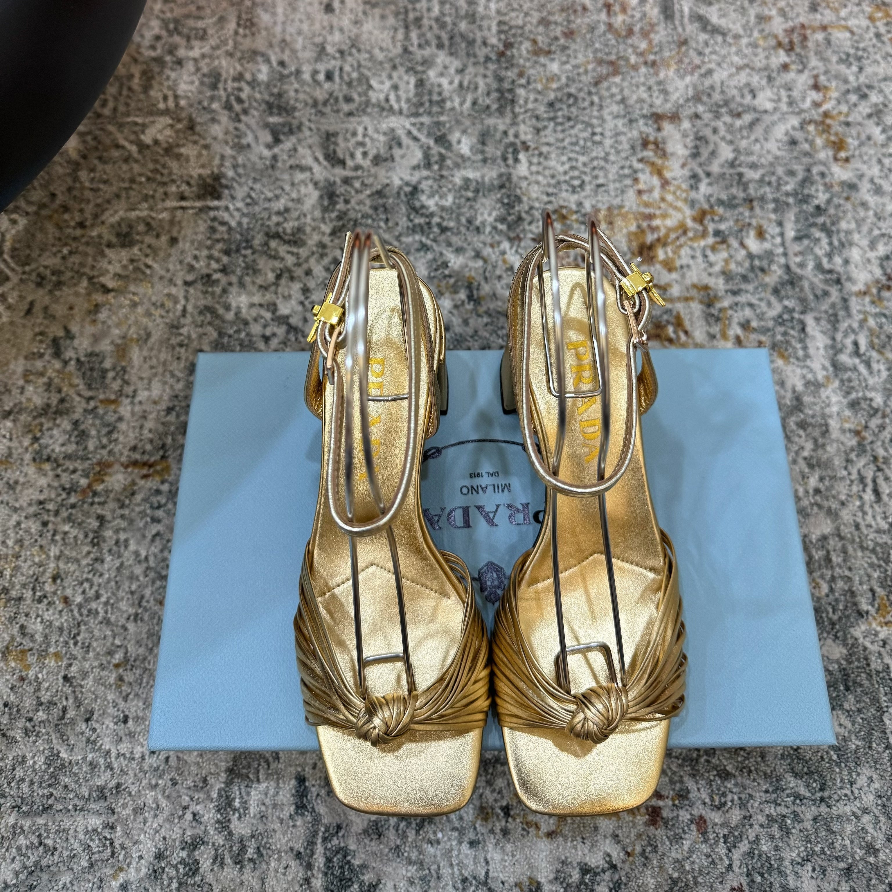 Pra Heeled Sandals 7cm Gold Leather 804101