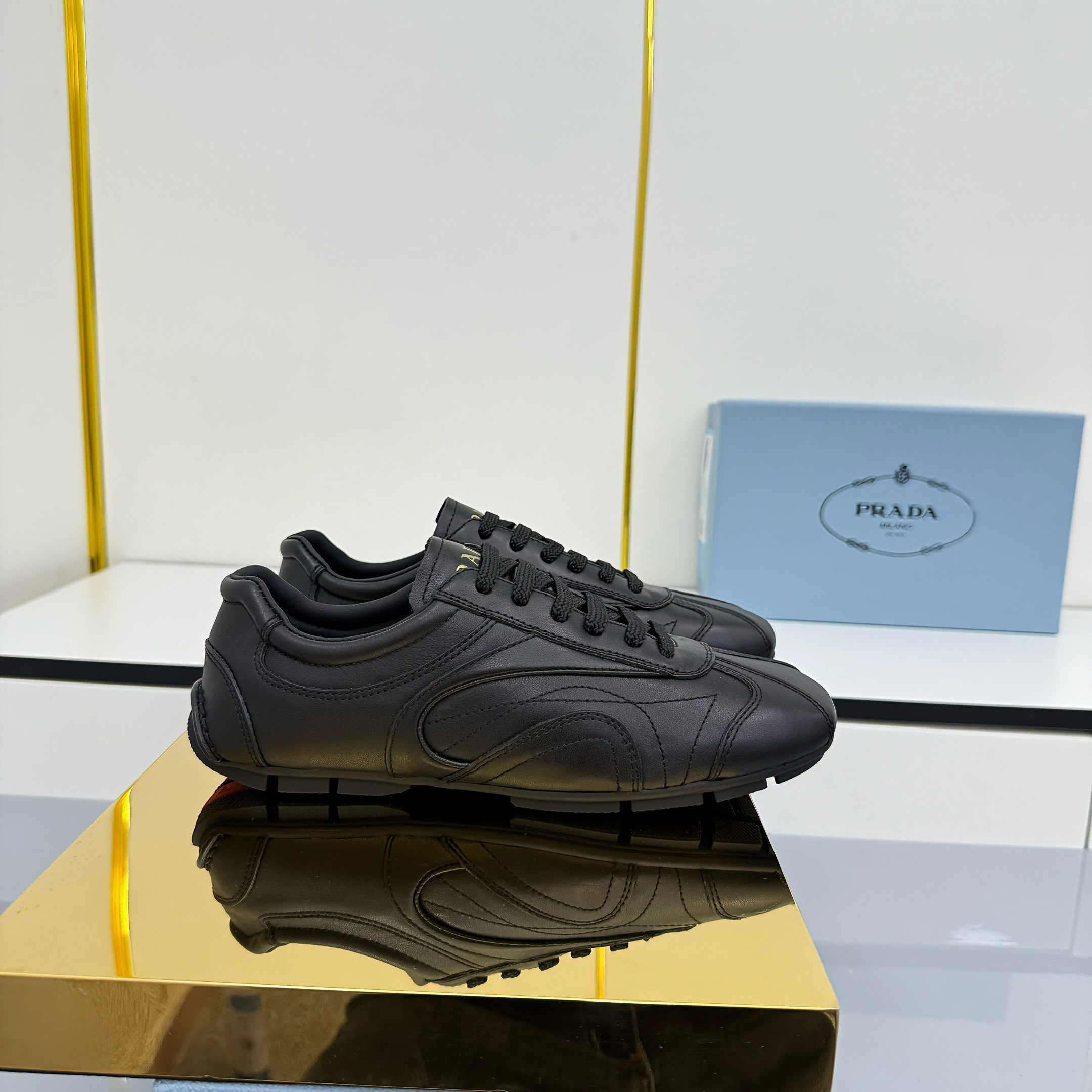 Prada Montecarlo Sneakers Black Cowhide 565696
