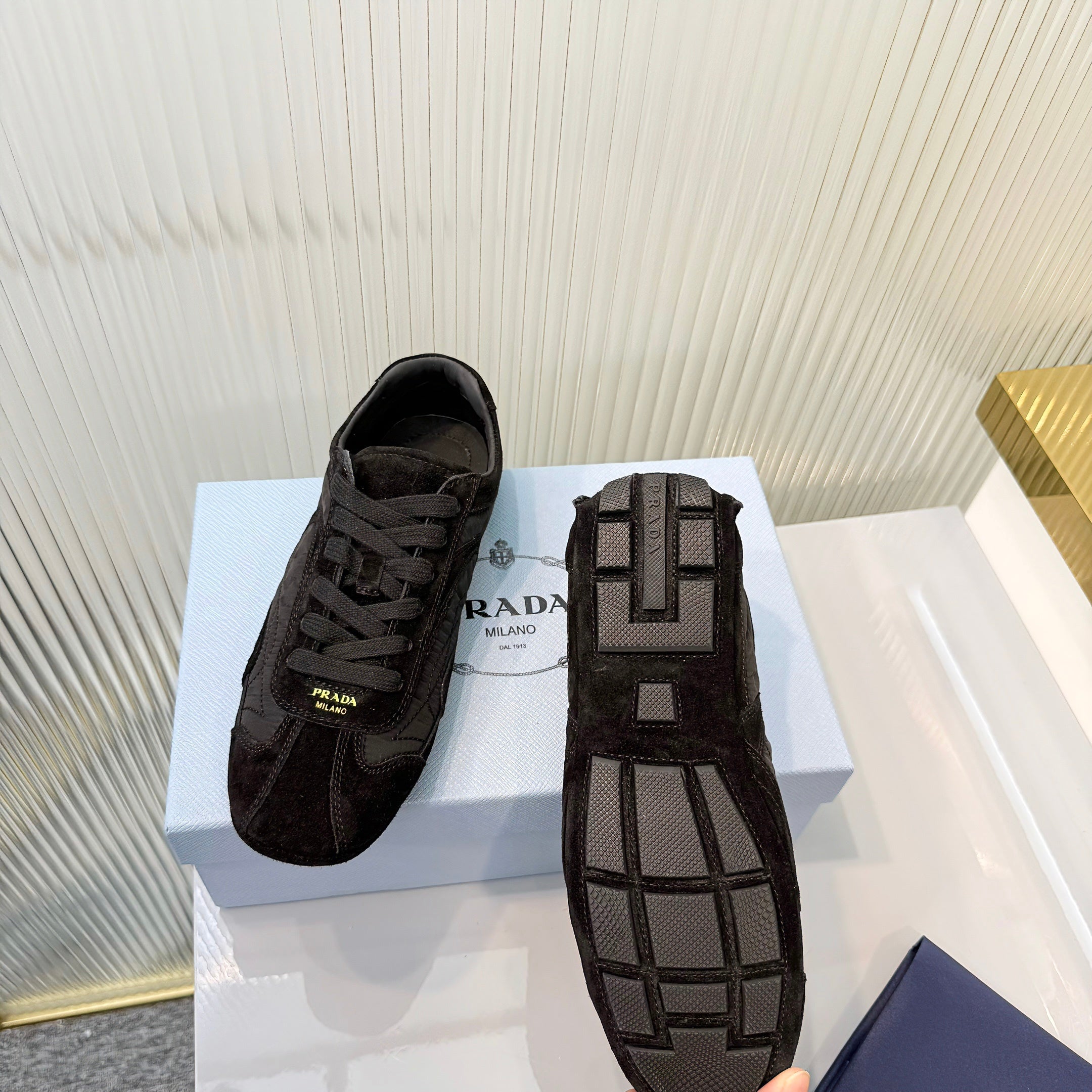 Prada Montecarlo Sneakers Black Re Nylon Suede 715029