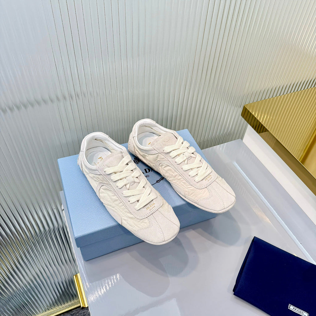 Prada Montecarlo Sneakers Grey Cream Re Nylon Suede 715030