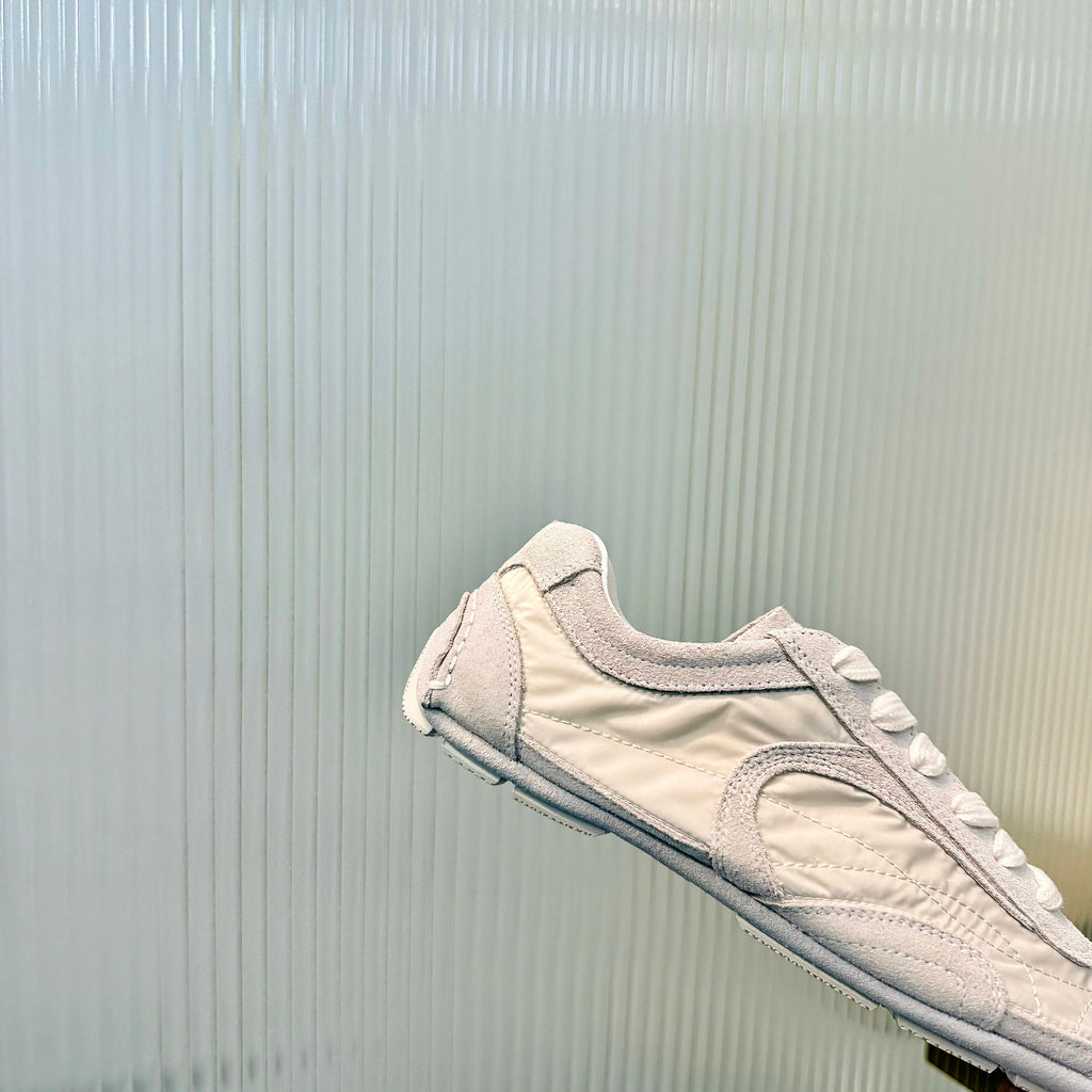 Prada Montecarlo Sneakers Grey Cream Re Nylon Suede 715030