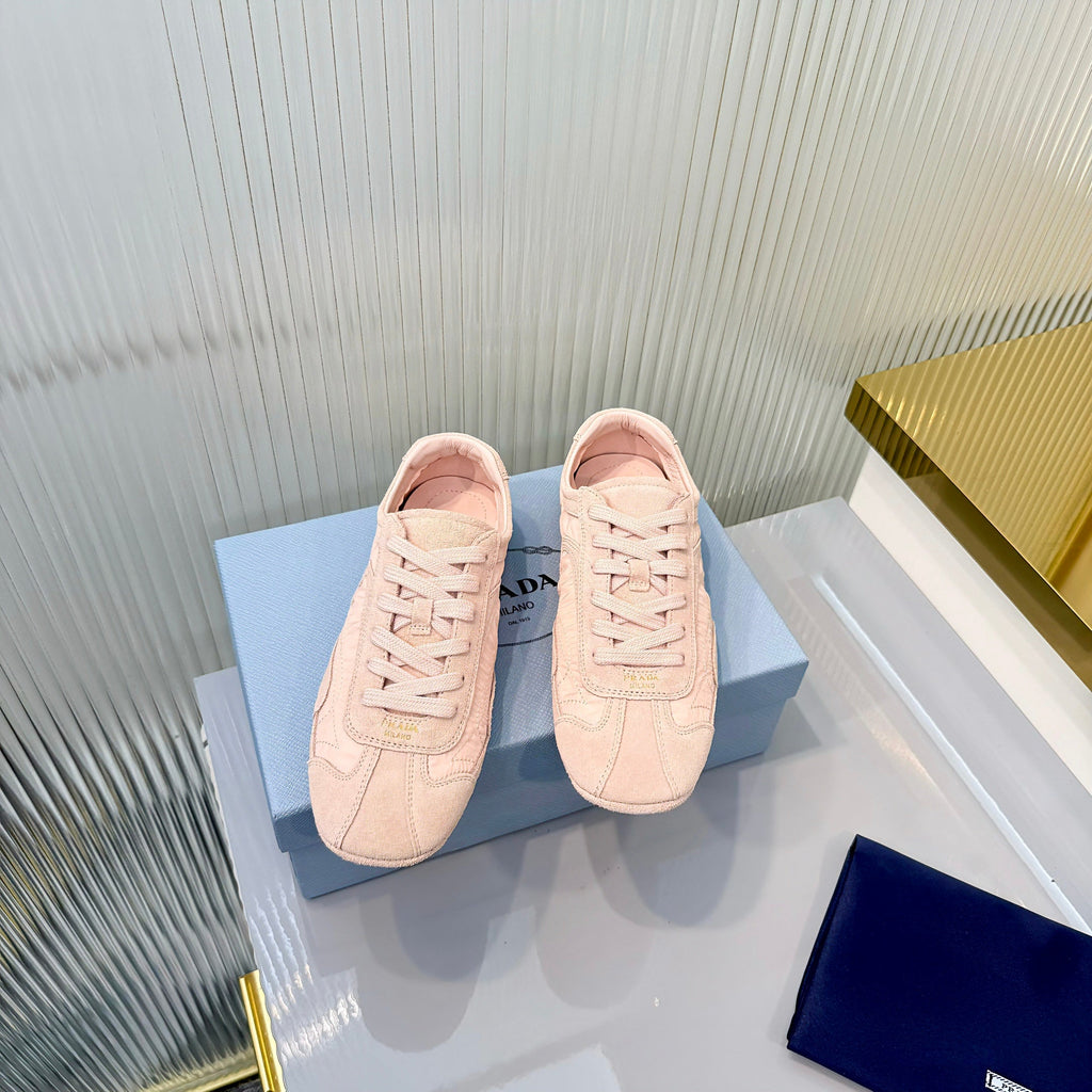 Prada Montecarlo Sneakers Light Pink Re Nylon Suede 715031