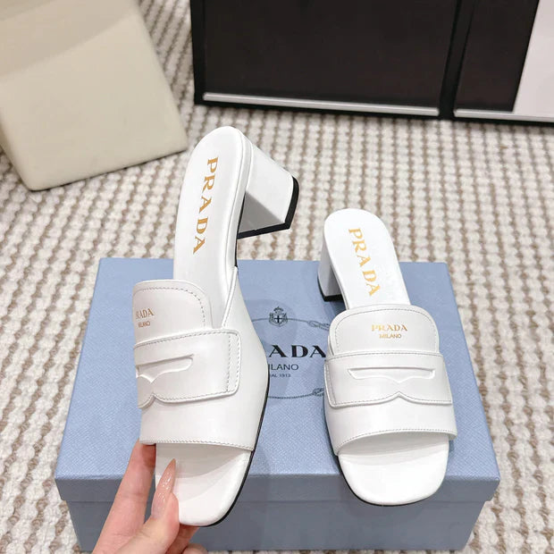 PRA 2026S High Heel Slippers 55 White Leather 658336