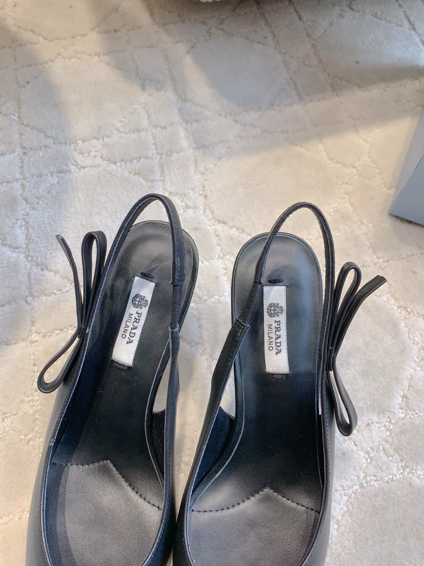 Prada 26s Open-Back High Heels Black Sheepskin 615387
