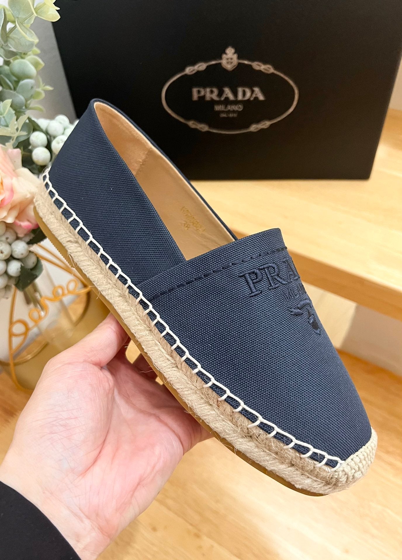 PRA ESPADRILLES LOAFERS NAVY LINEN FABRIC