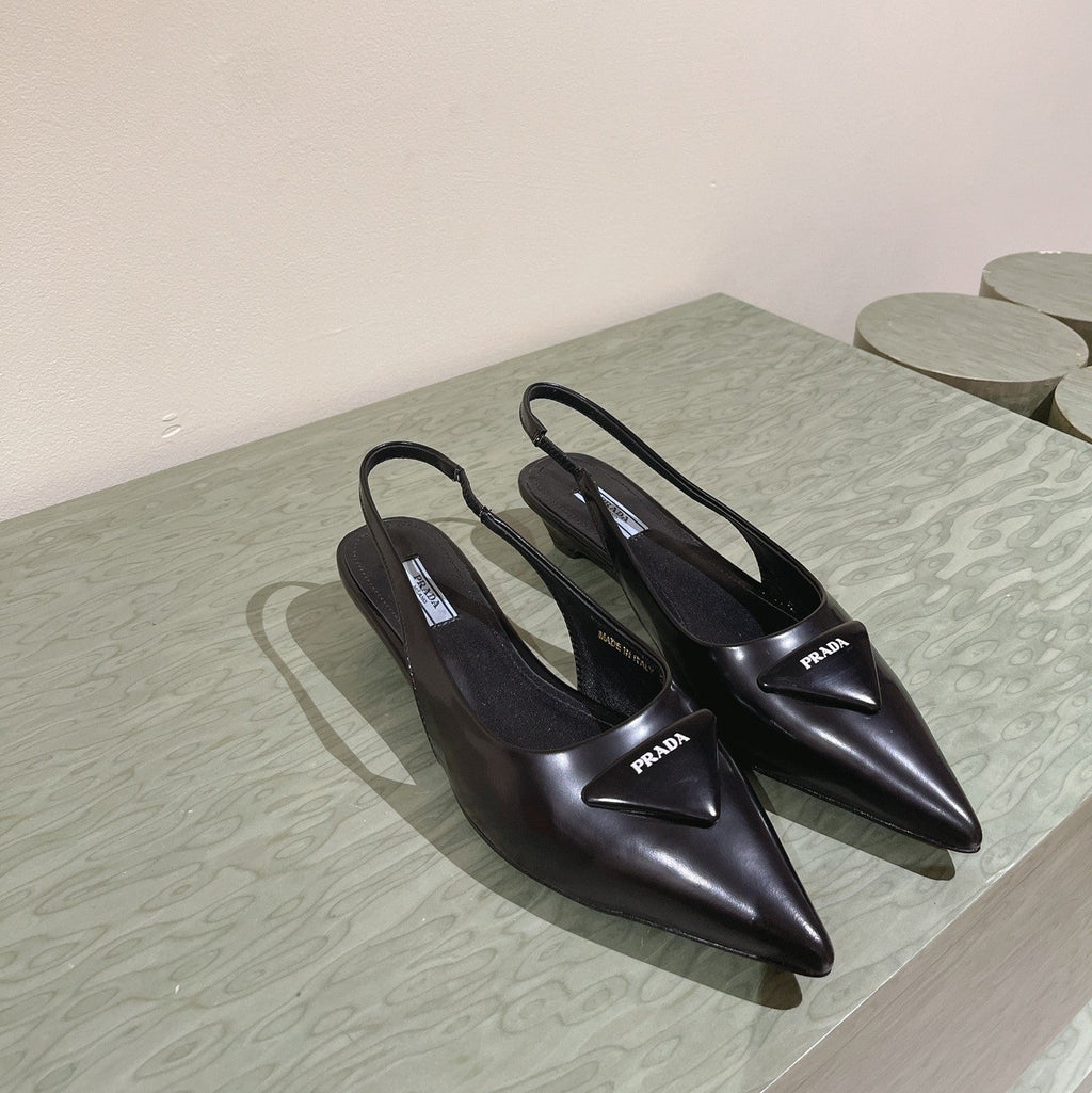 PRA 24ss Sling Back 30mm Black Patent Leather 449687