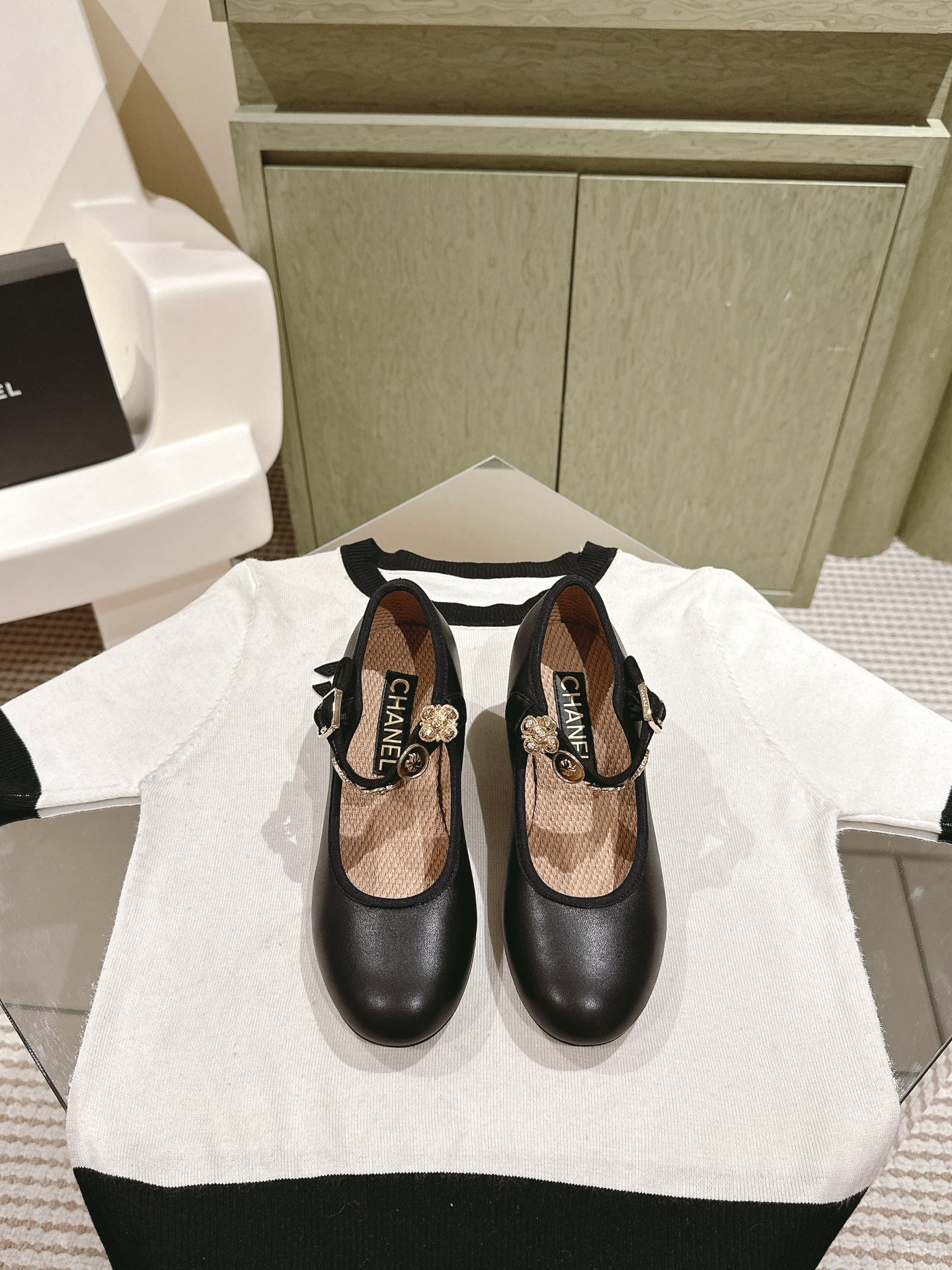 CHANEL HIGH MARY JANE BLACK LAMBSKIN