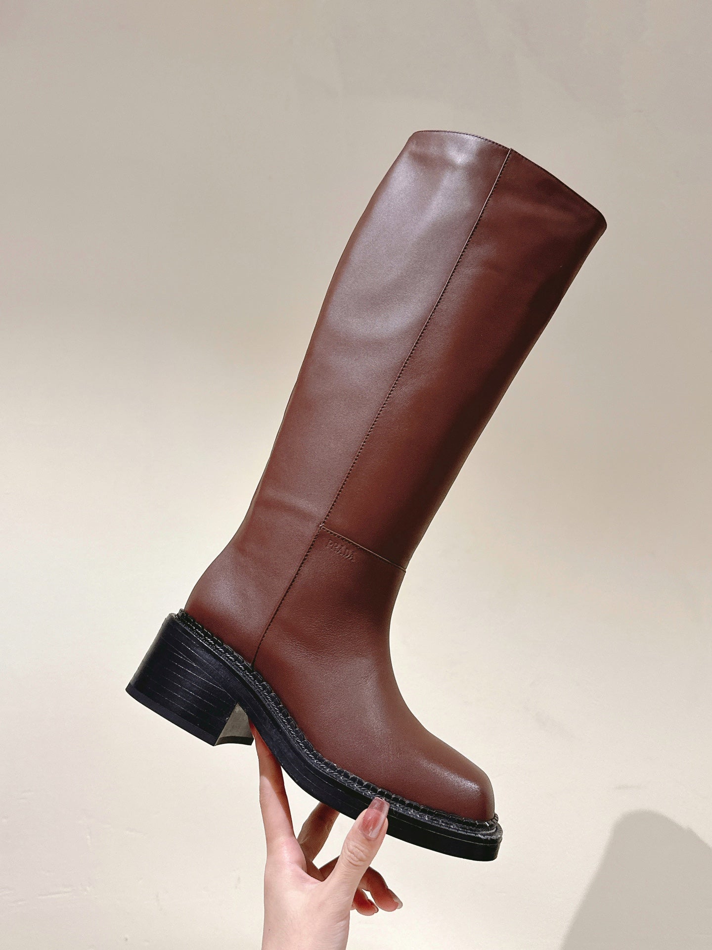PRA Knee High Boots 55mm in Chocolate Cowhide 449722