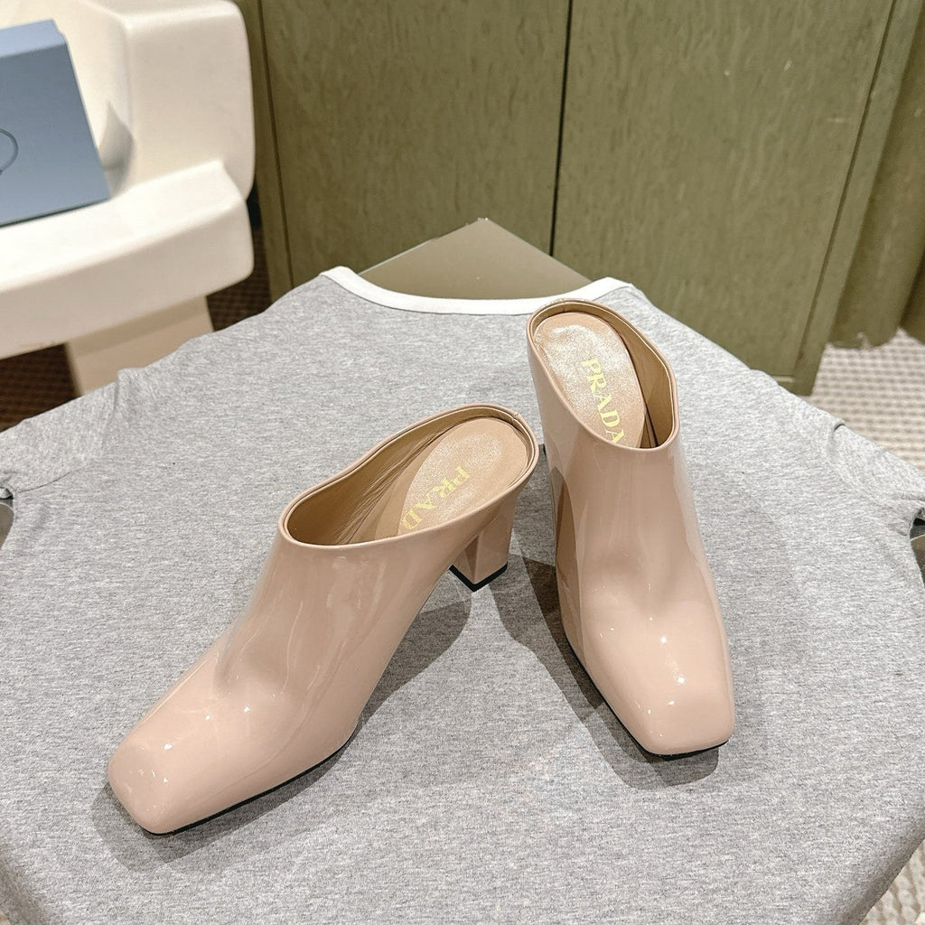 Prada Mules 85mm Beige Patent Leather 449620