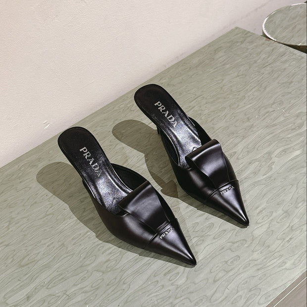 PRA 2026S High Heel Mule 80 Black Sheepskin 657665