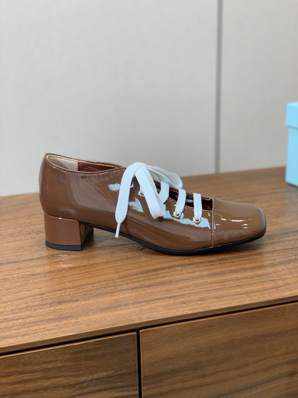 Prada 25s Mary Jane Shoes 55mm Brown Patent Leather