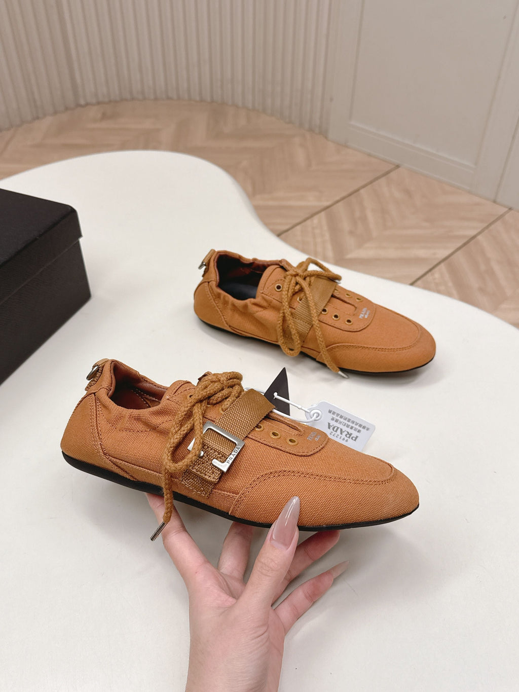 Prada 26s Casual Sneaker Tan Brown Canvas 644201