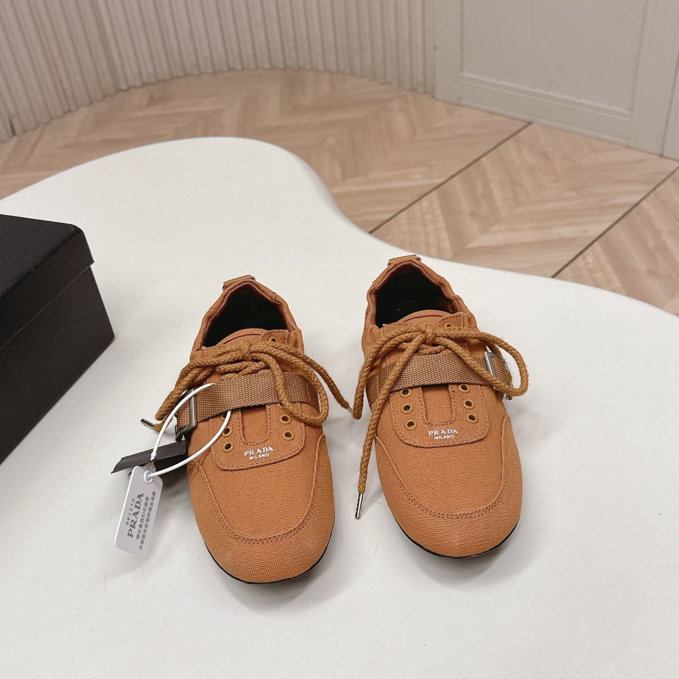 Prada 26s Casual Sneaker Tan Brown Canvas 644201