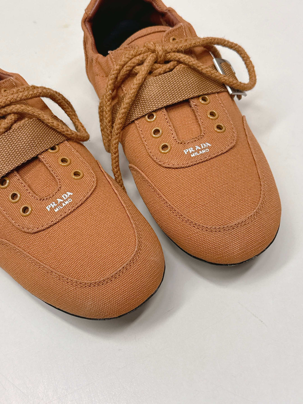 Prada 26s Casual Sneaker Tan Brown Canvas 644201