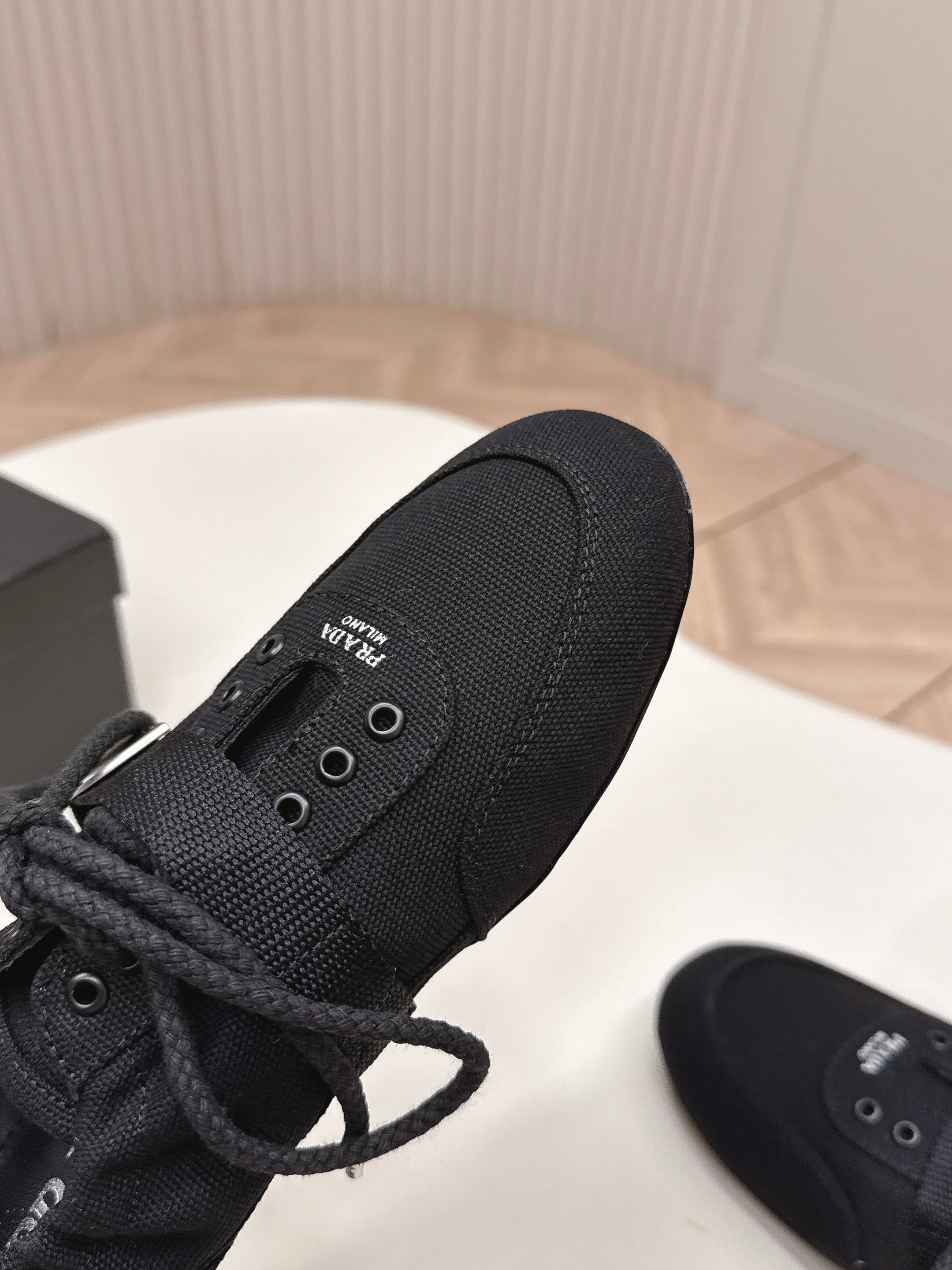 Prada 26s Casual Sneaker Black Canvas 644203