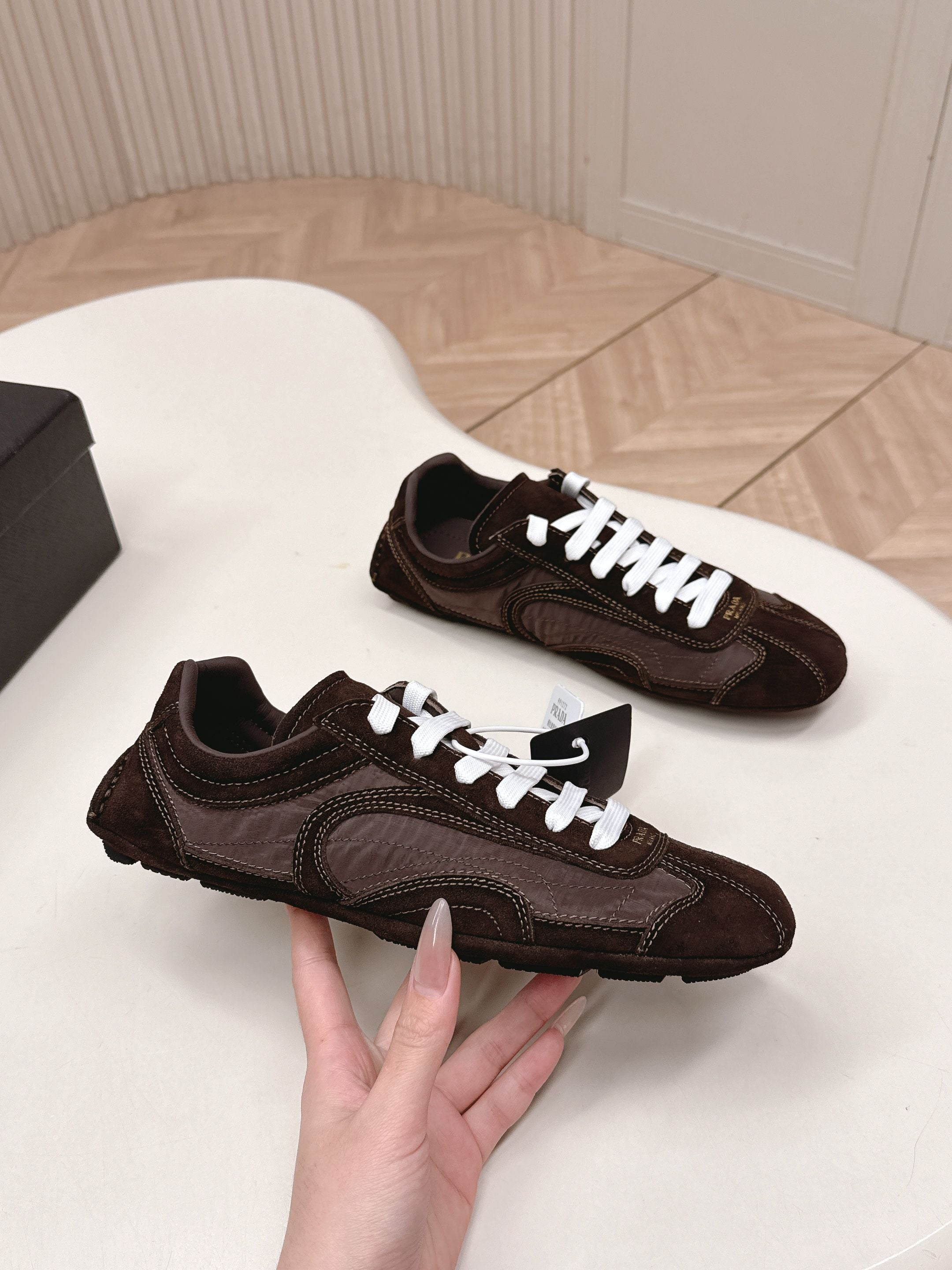 Prada 26ss German Training Brown Suede Re Nylon 644205