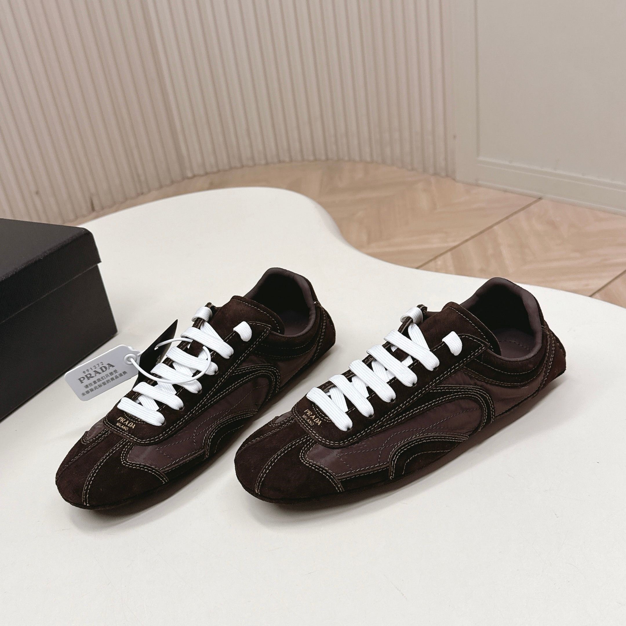 Prada 26ss German Training Brown Suede Re Nylon 644205