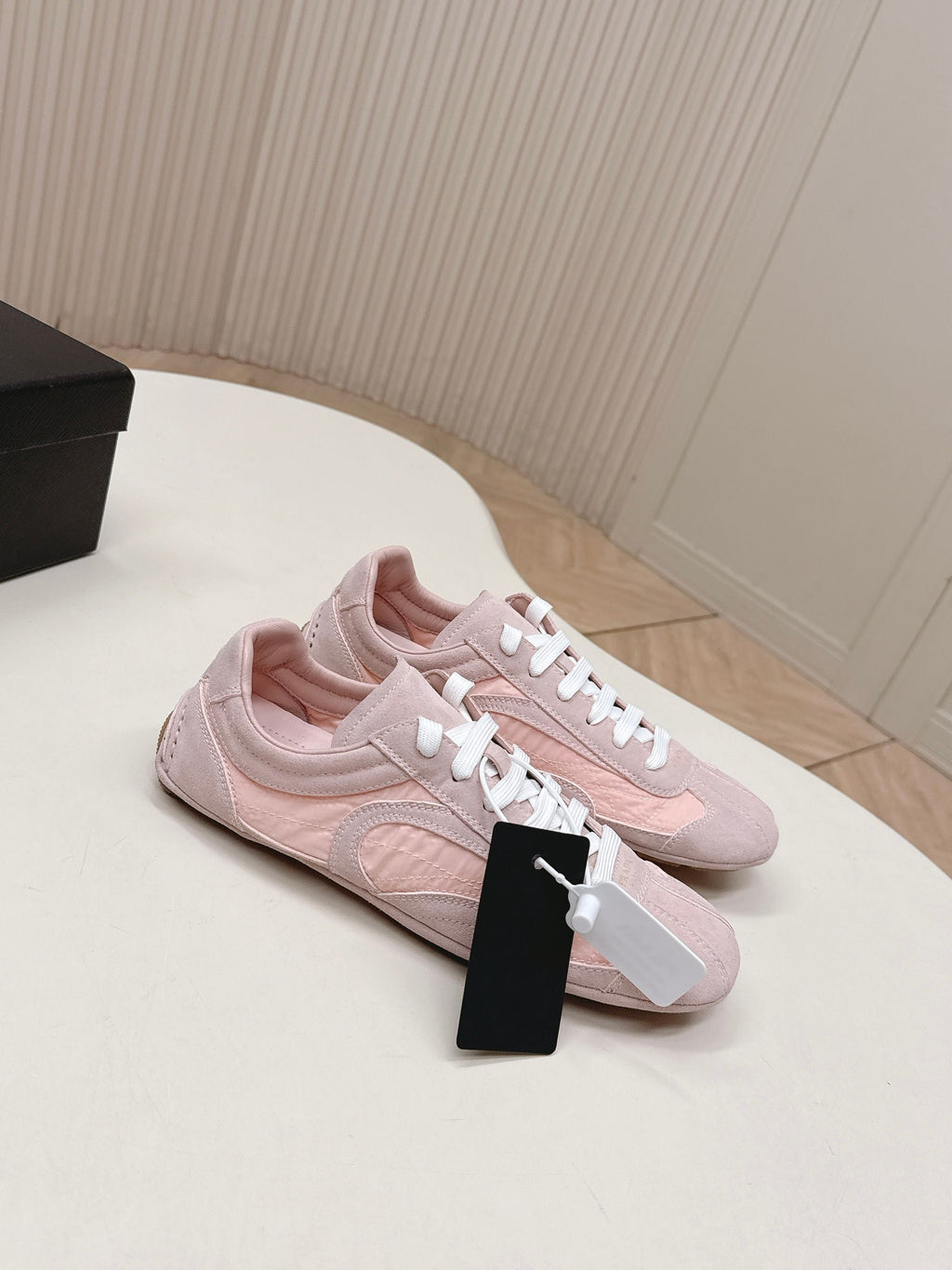 Prada 26ss German Training Light Pink Suede Re Nylon 644206