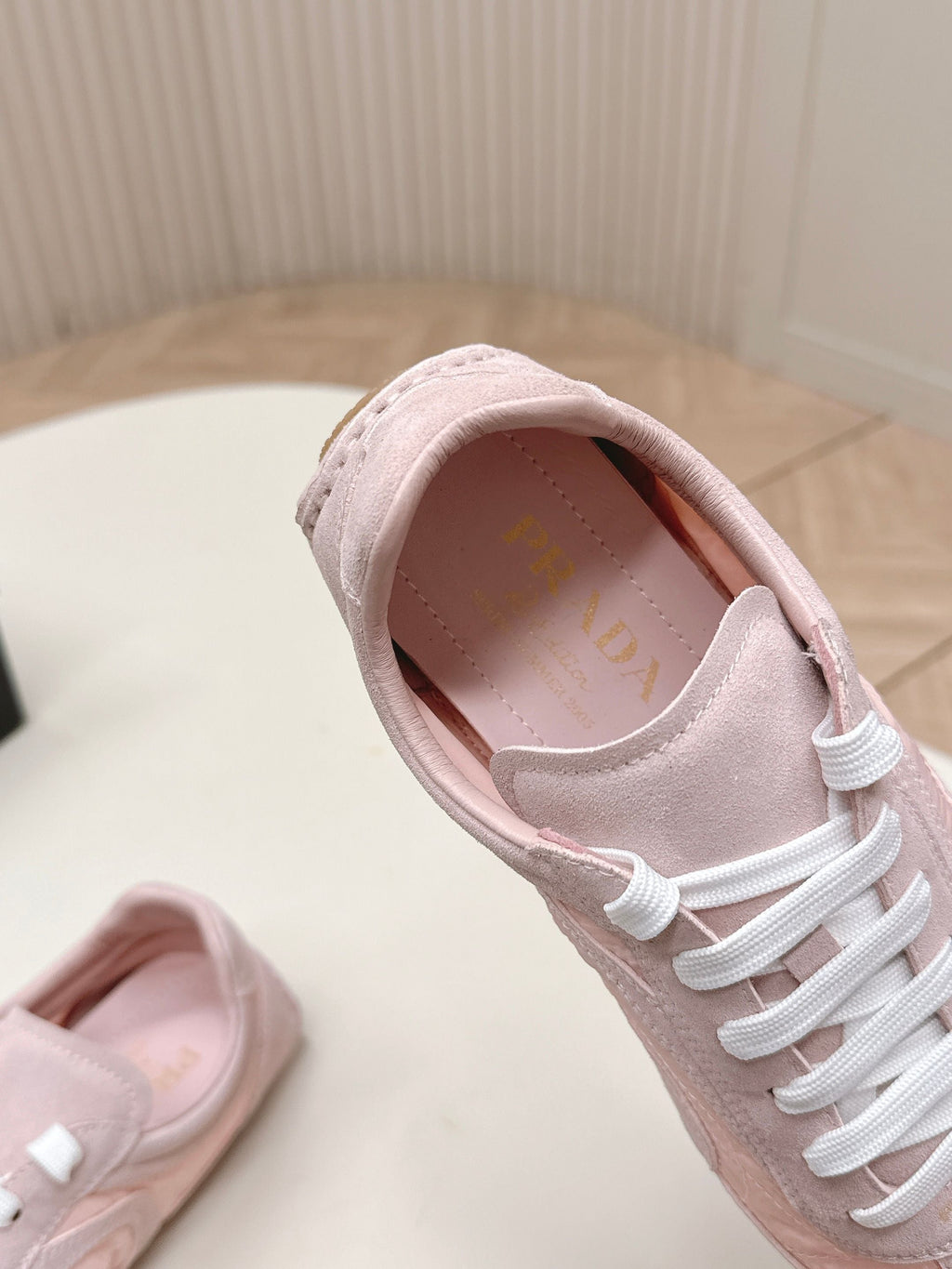 Prada 26ss German Training Light Pink Suede Re Nylon 644206