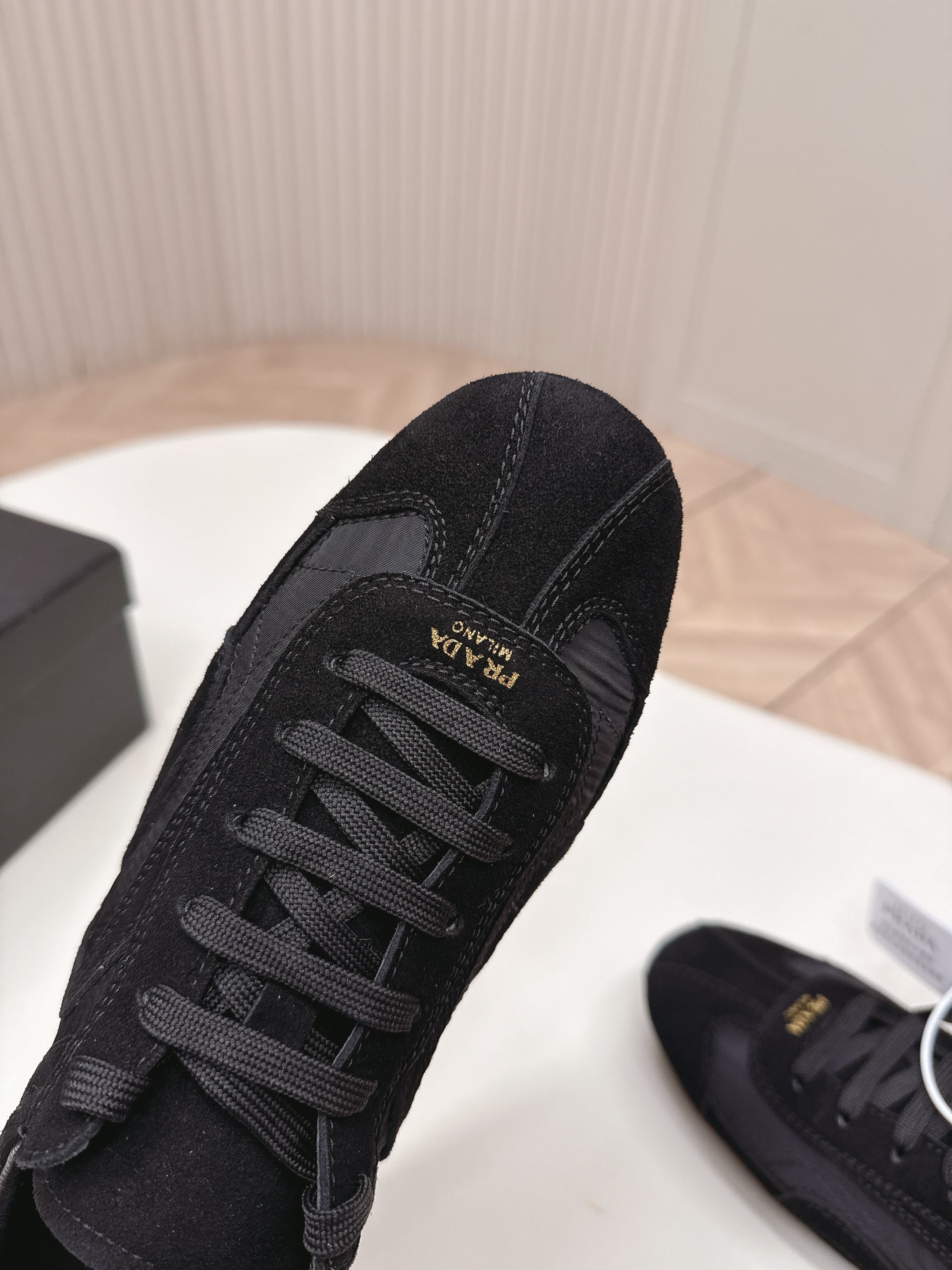 Prada 26ss German Training Black Suede Re Nylon 644207