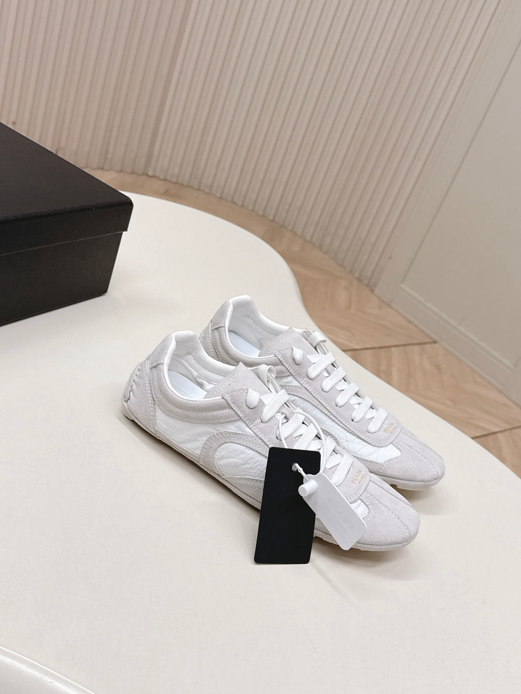 Prada 26ss German Training Light Grey Suede Re Nylon 644208