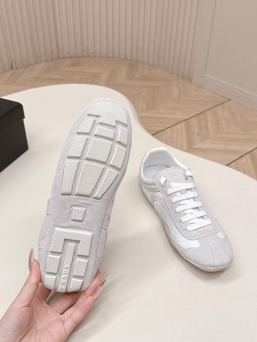 Prada 26ss German Training Light Grey Suede Re Nylon 644208
