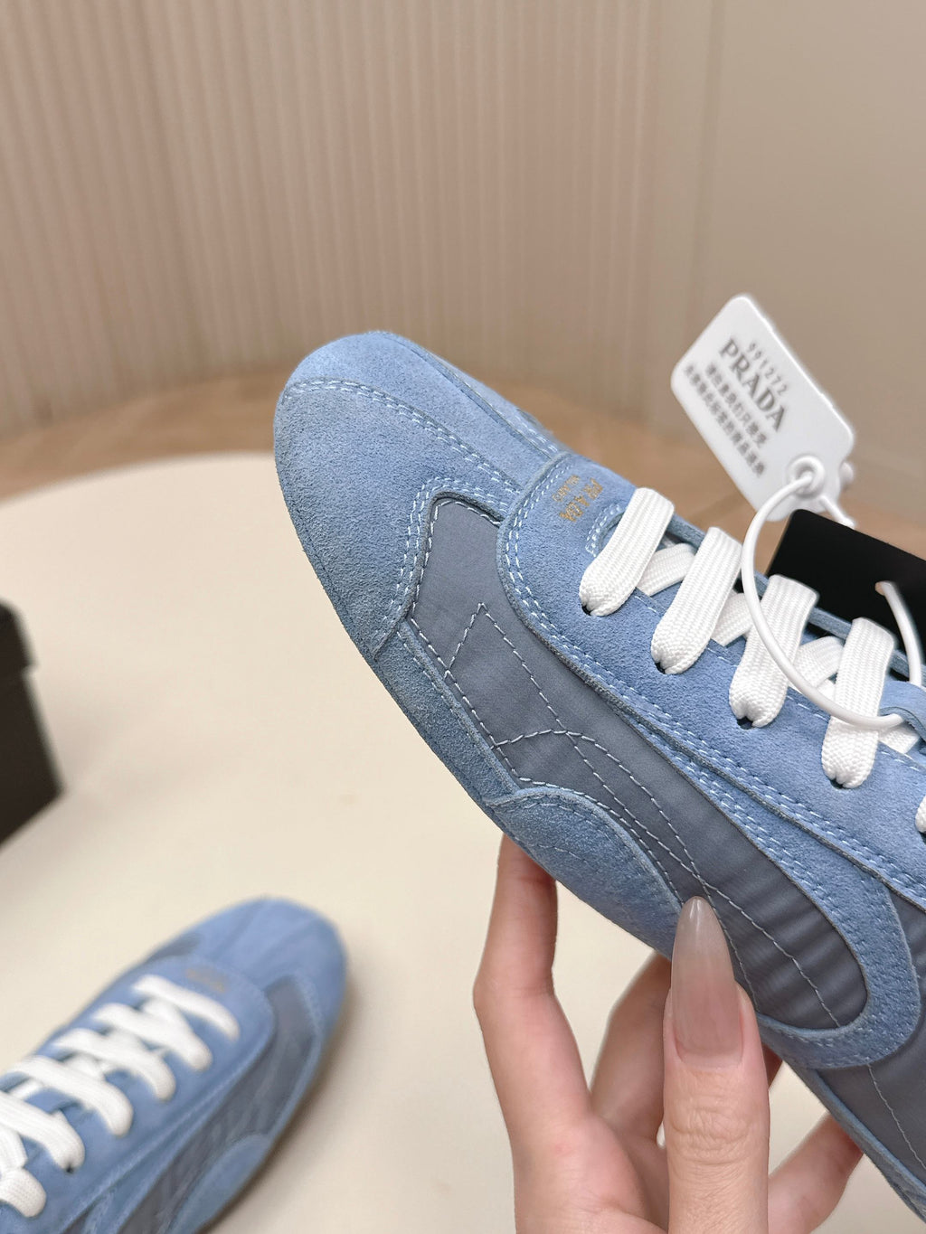 Prada 26ss German Training Light Blue Suede Re Nylon 644210